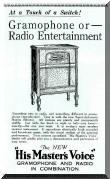 HMV Radio advertisement.  Click to view full size image.
